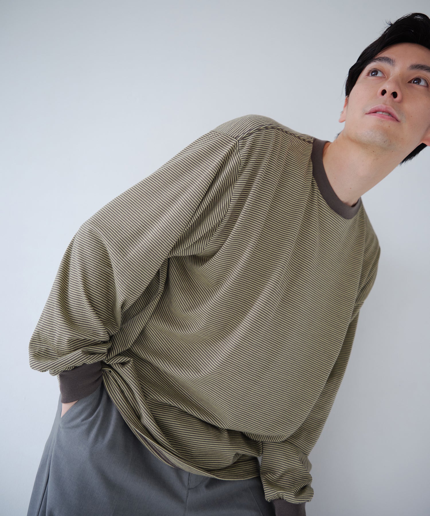 送料無料 店舗 メリノウール MERINO ONC / KHAKI / Tシャツ ロングスリーブ トップス